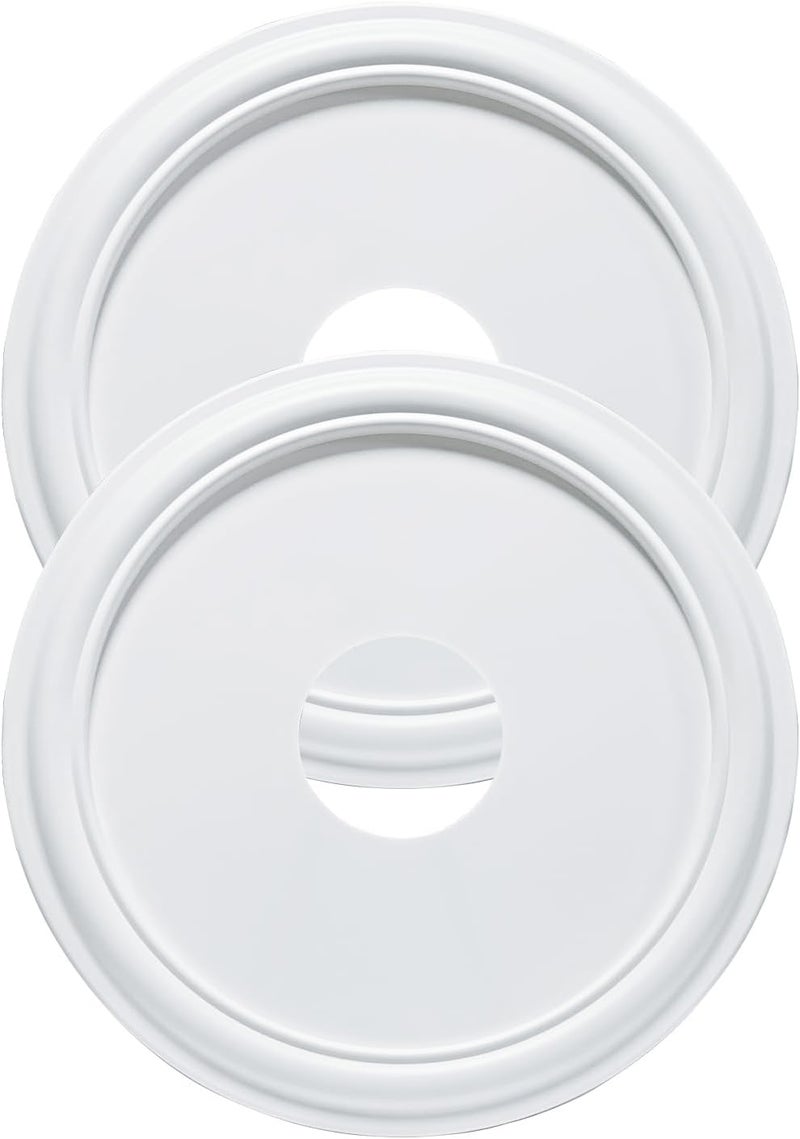 ELFCAB Molded Nylon Ceiling Medallion for Light Fixtures and Ceiling Fans White 16"OD x 4"ID x 3/4"P (Fits Canopies up to 12-3/8") - Image 1